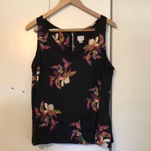 a new day Black Floral Tank Top
